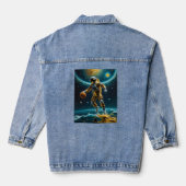 Space Basketball Astronaut schwimmt auf Gold T-Shi Jeansjacke (Rückseite)