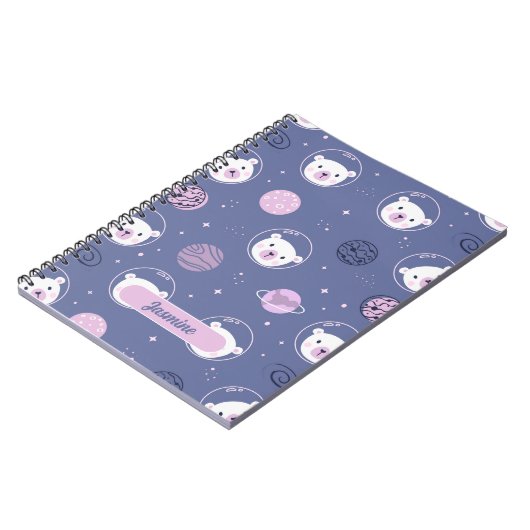 Space Bears Personalisiert Spiral Notebook Notizblock (Linke Seite)
