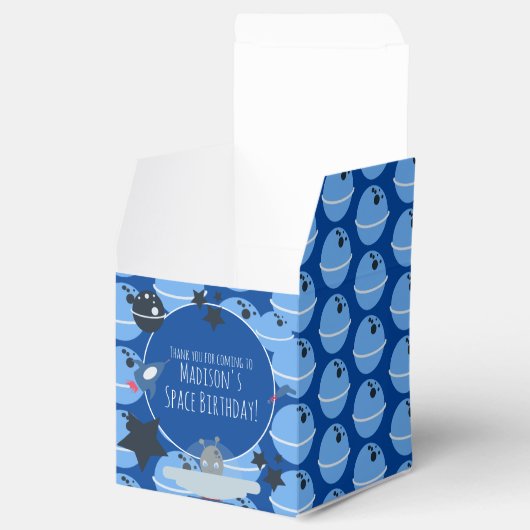 Space Birthday Alien Themed Blue Favor Box Geschenkschachtel (Geöffnet)