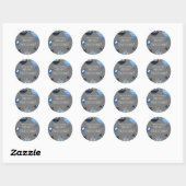 Space Birthday Alien Themed Blue Gray Runder Aufkleber (Blatt)