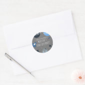Space Birthday Alien Themed Blue Gray Runder Aufkleber (Umschlag)