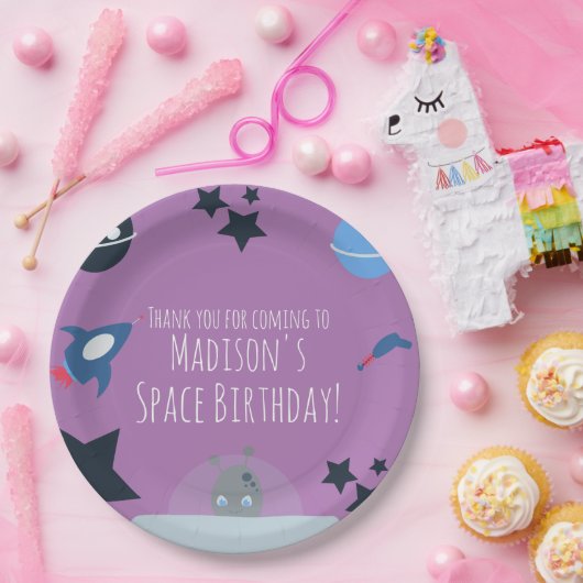 Space Birthday Alien Themed Blue Pappteller (Party)
