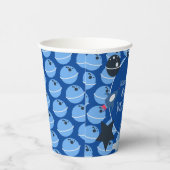 Space Birthday Alien Themed Blue Pattern Pappbecher (Rechts)