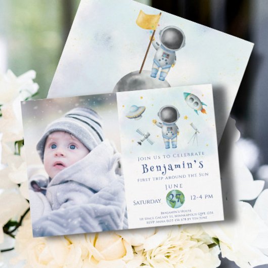 Space Birthday Astronaut Bocket Party Einladung