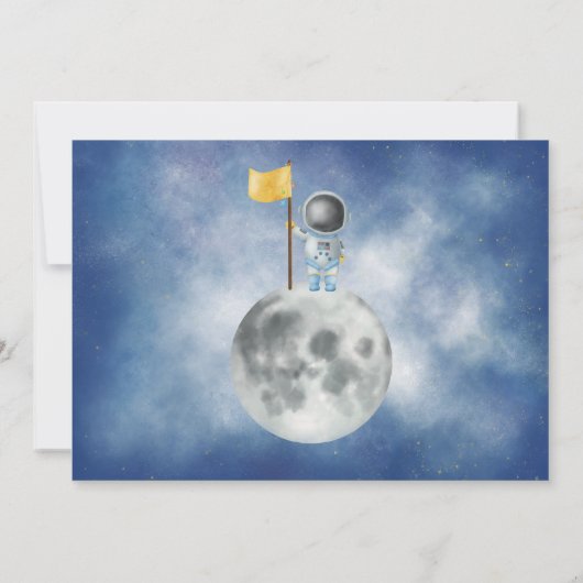 Space Birthday Astronaut Bocket Stars Party in Einladung (Rückseite)