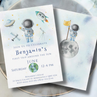 Space Birthday Astronaut Bockets Stars Party Einladung