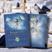 Space Birthday Astronaut Bockets Starts Party I Einladung