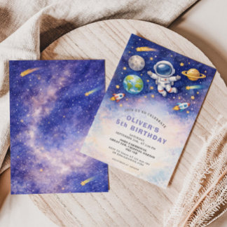 Space Birthday Galaxy Boy Invitation Einladung