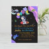 Space Birthday Invitation Card | Any Kid's Age Einladung (Stehend Vorderseite)