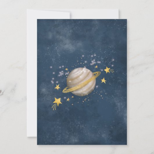 Space Birthday Moon Stars Planets Galaxy Junge Par Einladung (Rückseite)
