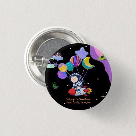 Space Birthday Party | Galaxy Theme Decor Button (Vorne & Hinten)
