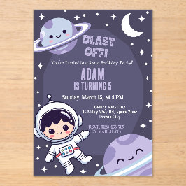 Space Birthday Party Invitation | Galaxy Astronaut Acryleinladungen