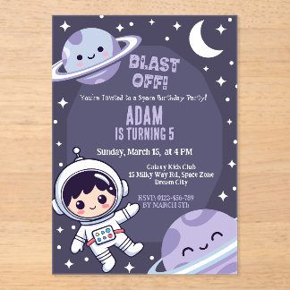 Space Birthday Party Invitation | Galaxy Astronaut Acryleinladungen