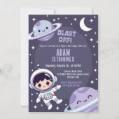 Space Birthday Party Invitation | Galaxy Astronaut Einladung (Vorderseite)
