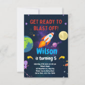 Space Birthday Party Invitation Rocket Ship Invite Einladung (Vorderseite)