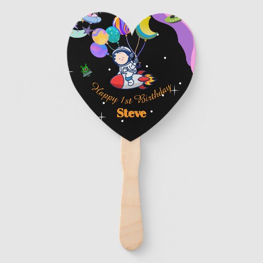 Space Birthday Party Theme Fächer (Vorderseite)