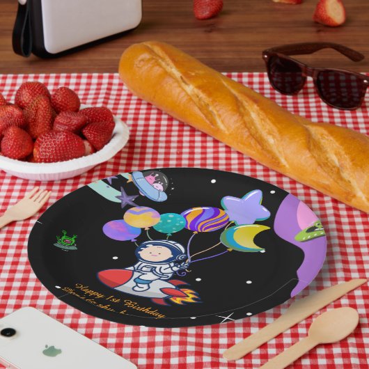 Space Birthday Party Theme | Galaxy Theme Decor Pappteller (Picknick)