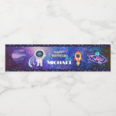 Space Birthday Wasserflaschenetikett (Einzelnes Label)