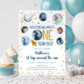 Space Blue Gold erste Reise um die Sonne Einladung