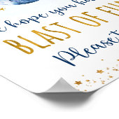Space Blue Gold Gastgeschenk Geburtstagssignatur Poster (Ecke)