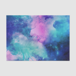 Space Blue Pink Watercolor Star Nebula Universum Seidenpapier