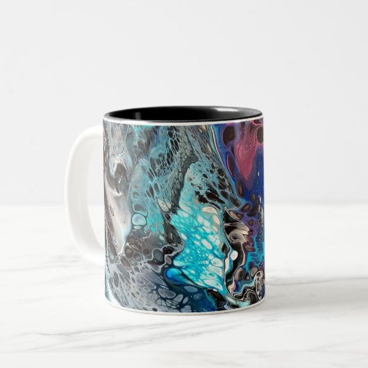 Space blue pouring zweifarbige tasse (Vorderseite Links)