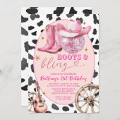 Space Boots und Bling Cowgirl 30. Geburtstag Einladung (Vorne/Hinten)