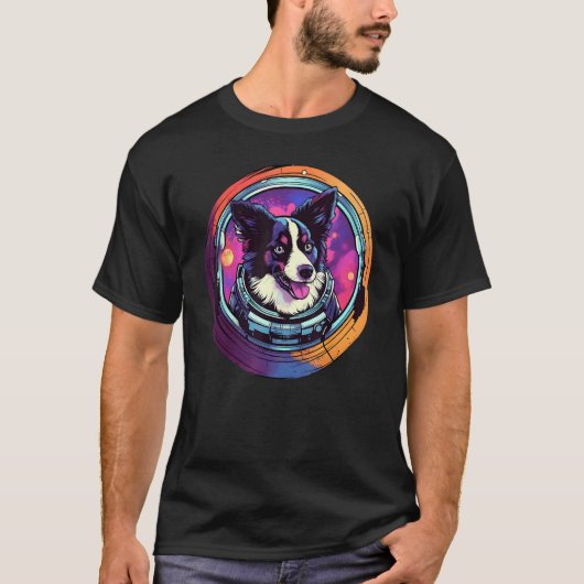 Space Border Collie Dog Mom Dad Border Collie T-Shirt (Vorderseite)