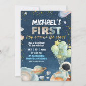Space Boy 1ST Trip around the sun Birthday Invitat Einladung (Vorderseite)