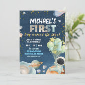 Space Boy 1ST Trip around the sun Birthday Invitat Einladung (Stehend Vorderseite)