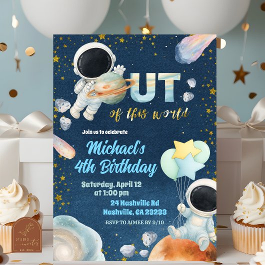 Space Boy Birthday Invitation Einladung