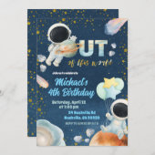 Space Boy Birthday Invitation Einladung (Vorne/Hinten)