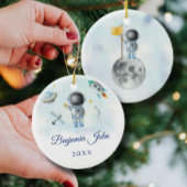 Space Boy Gold Galaxy Moon Stars Rakete UFO Thread Keramik Ornament