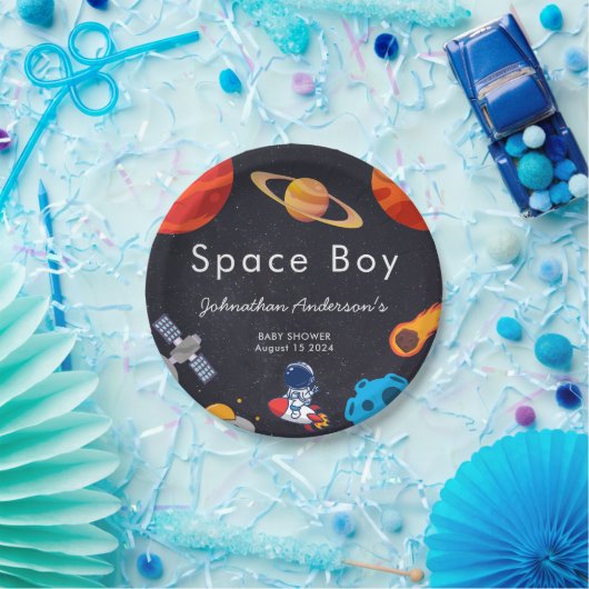 Space Boy Planets Niedlich Astronaut Baby Dusche Pappteller (Party)