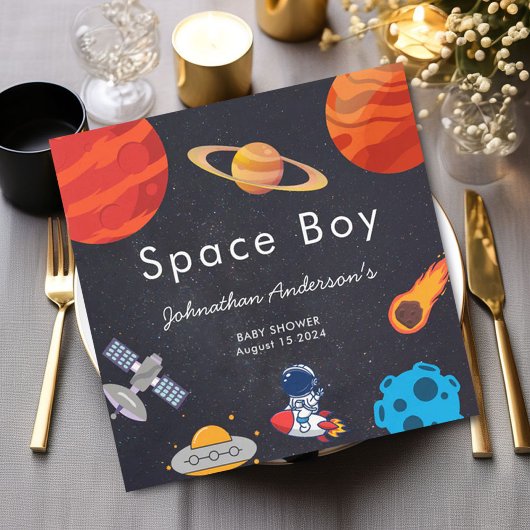 Space Boy Planets Niedlich Astronaut Baby Dusche Serviette