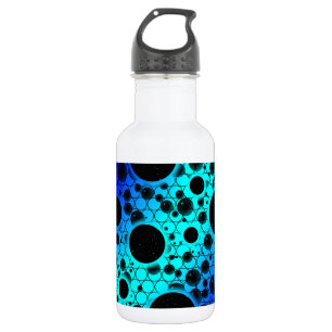 Space Bubble Spots - Cyan/Blau Edelstahlflasche