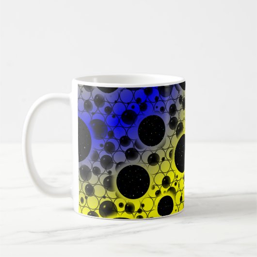 Space Bubble Spots - Gelb/Blau Kaffeetasse (Links)