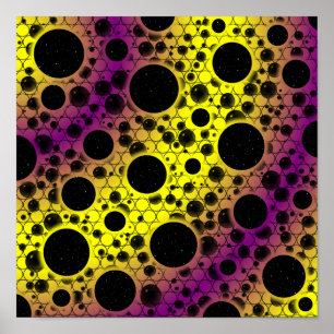 Space Bubble Spots - Gelb/Lila Poster