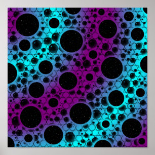 Space Bubble Spots - Lila/Cyan Poster