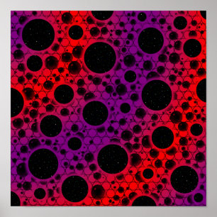 Space Bubble Spots - Lila/Rot Poster