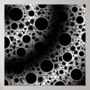 Space Bubble Spots - Weiß/Schwarz Poster