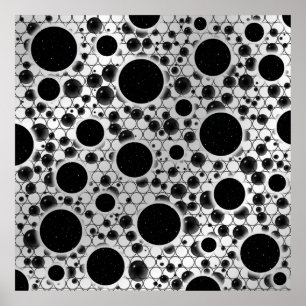 Space Bubble Spots - Weiß/Silber Poster