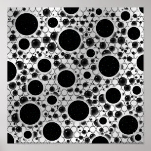 Space Bubble Spots - Weiß/Silber Poster