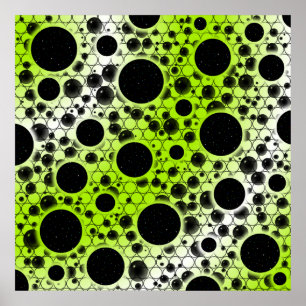 Space Bubble Spots - White/Lime Poster