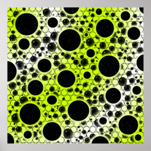Space Bubble Spots - White/Lime Yellow Poster