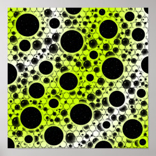 Space Bubble Spots - White/Lime Yellow Poster