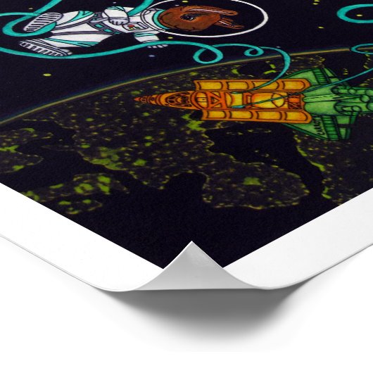 Space Bunnies Print Poster (Ecke)