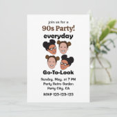 Space Buns Frisur Alltag Look 90er Party Einladung (Stehend Vorderseite)