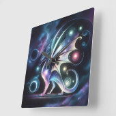 Space Butterfly Dragon Quadratische Wanduhr (Winkel)