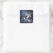 Space Butterfly Dragon Quadratischer Aufkleber (Tasche)